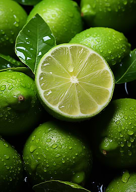 Fresh Limes Water Droplets