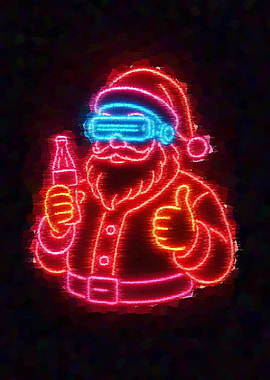 Neon Santa with VR headset