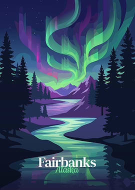 Fairbanks Alaska Aurora Borealis Landscape