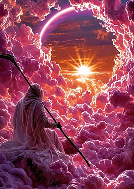 Grim Reaper in Celestial Clouds