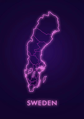 Sweden Neon Map