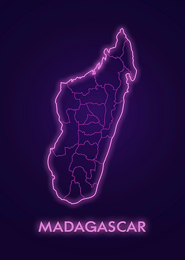 Madagascar Neon Map