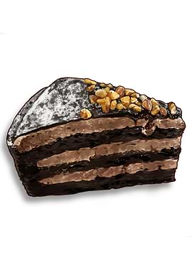 Chocolate Cake Slice with Nuts