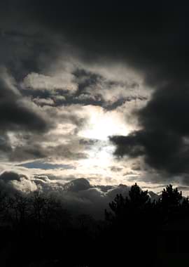 Dramatic Cloudy Sky Over Trees