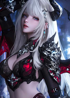 Fantasy Woman with Horns and Armor