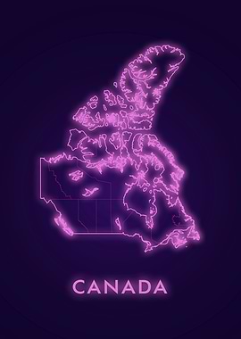 Neon Canada Map
