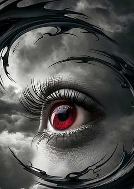 Red Eye with Dark Frame