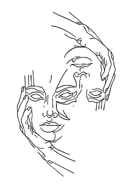 Abstract Face Line Art
