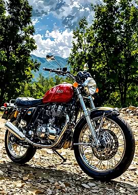 Red Motorcycle on Rocky Terrain