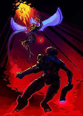 Robotic Duel in Red and Black