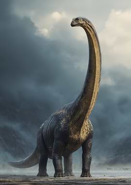 Majestic Brachiosaurus in a Dramatic Landscape