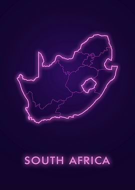 South Africa Neon Map
