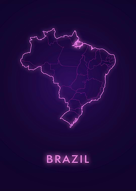 Neon Brazil Map