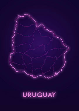Uruguay Neon Map