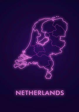 Neon Netherlands Map