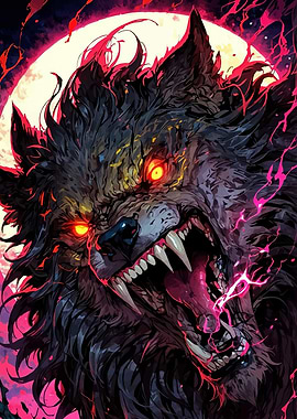 Fierce Werewolf Under Full Moon