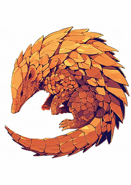 Stylized Orange Pangolin Illustration