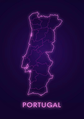 Neon Portugal Map