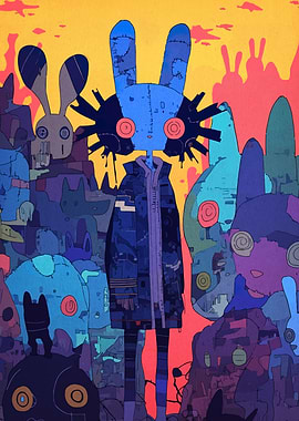 Abstract Rabbit Character Art