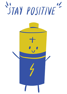 Stay Positive Battery Cartoon