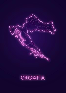 Neon Croatia Map