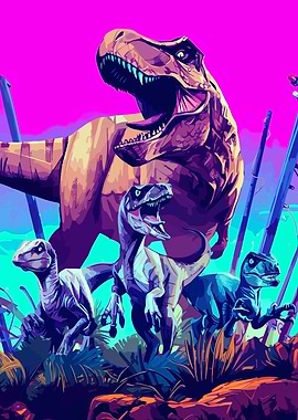 Dinosaurs: Tyrannosaurus Rex and Velociraptors