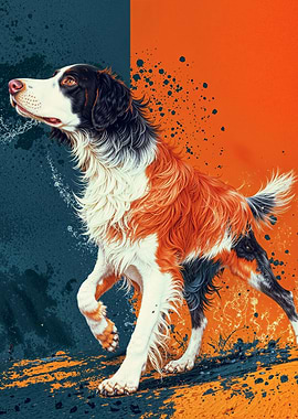 Springer Spaniel On Splatter Background