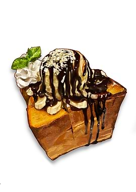 Honey toast dessert with ice cream