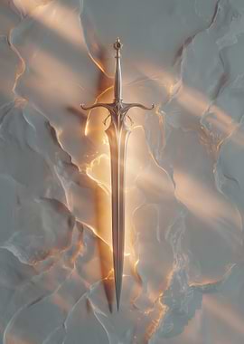 Elegant Sword on Marble Background
