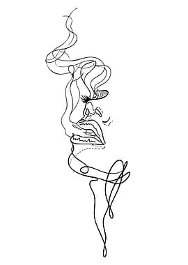 Abstract Face Line Art