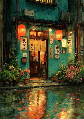 Rainy Japanese Restaurant