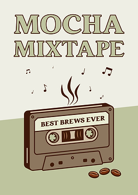 Retro Coffee Poster – Vintage Cassette Coffee Art for Café Decor