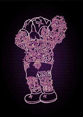 KAWS Neon Doodle Art