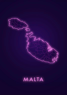 Neon Malta Map