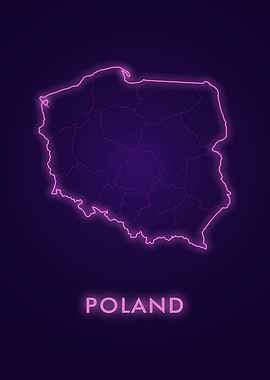 Neon Poland Map