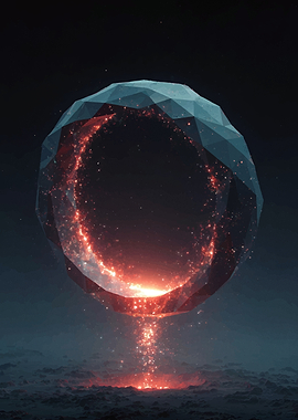 Abstract Geometric Sphere with Glowing Core