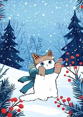 Winter Cat Illustration