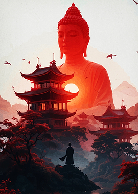 Buddha and Pagodas Landscape