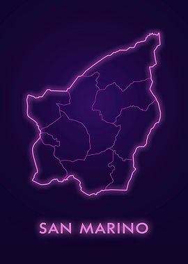 San Marino Neon Map