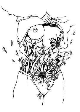 Floral Body Line Art