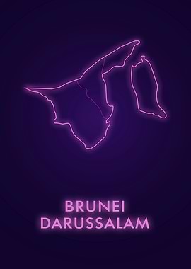 Brunei Darussalam Neon Map