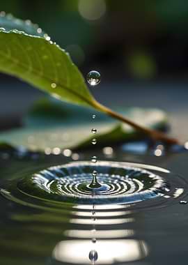 Water Droplets and Leaf