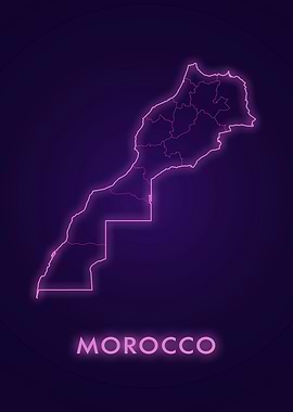 Neon Morocco Map