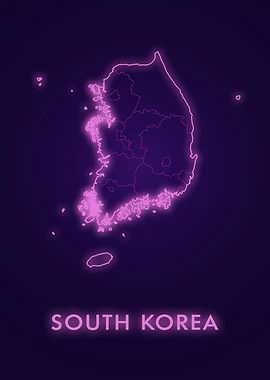 South Korea Neon Map