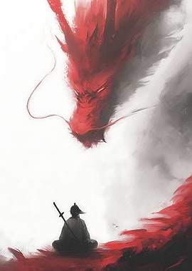 Samurai and Red Dragon Confrontation