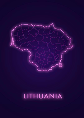 Lithuania Neon Map