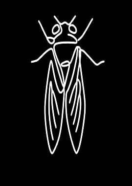 Minimalist Cicada Line Art