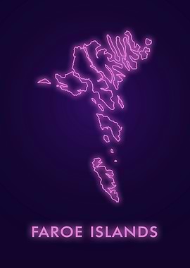 Faroe Islands Neon Map
