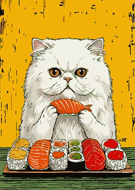 Cat with Sushi