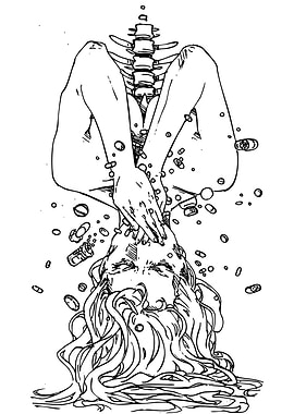 Upside Down Woman with Pills